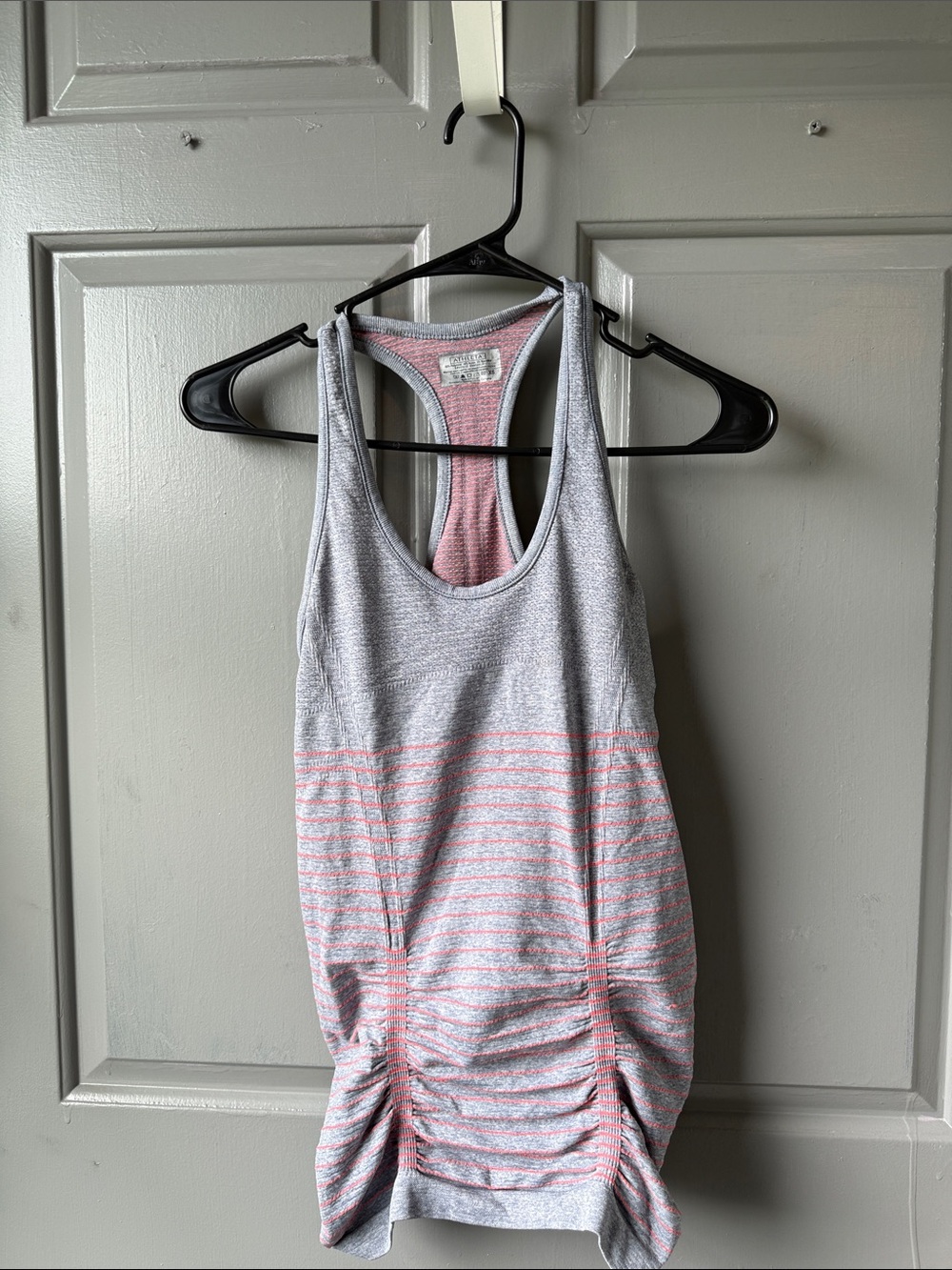 Athleta Gray and Pink Striped Racerback Tank